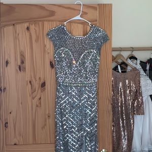 Silver sequin prom dress